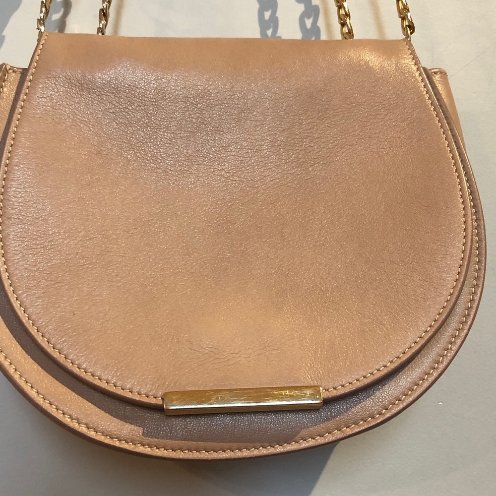 Cuyana Mini Saddle Bag Dusty Pink Quartz Leather Shoulder Bag A1 - Picture 5 of 11